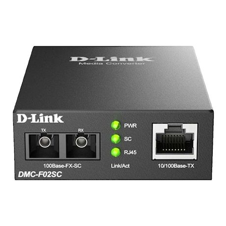 Convertisseur de média D-Link DMC-F02SC 10/100Base-TX vers 100Base-FX SC