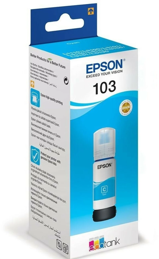 Epson 103 Cyan – Bouteille d’encre Epson EcoTank d’origine