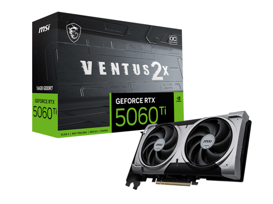 Carte Graphique Gaming & Création 16 Go GDDR7 MSI GeForce RTX 5060 Ti 16G VENTUS 2X OC PLUS