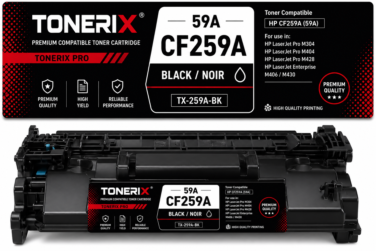 POUR Cartouche Toner Noir Compatible Tonerix HP