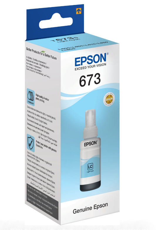 Bouteille d’encre Epson 673 LC Cyan Clair d’origine