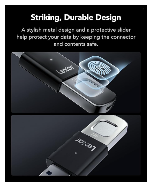 Clé USB Sécurisée Biométrique Lexar JumpDrive Fingerprint F35 Pro 128 Go