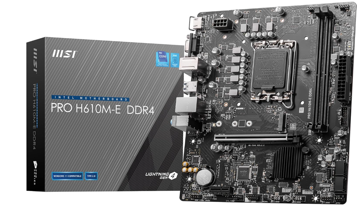 Carte Mère Micro‑ATX Intel LGA 1700 DDR4 PCIe 4.0 MSI PRO H610M‑E DDR4