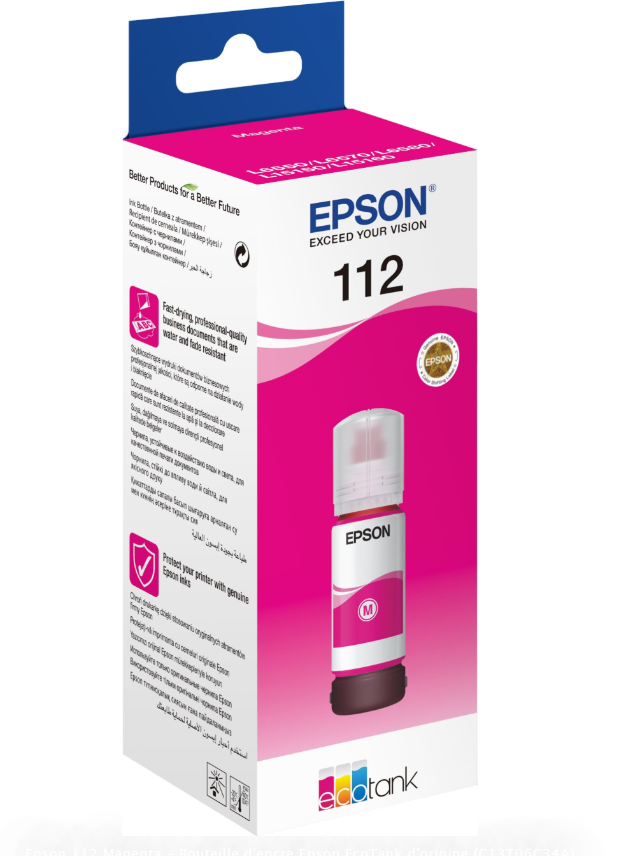Epson 112 Magenta – Bouteille d’encre Epson EcoTank d’origine