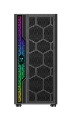 Boîtier Gaming Moyen Tour ARGB avec verre trempé Hybrok VOLCANO Noir
