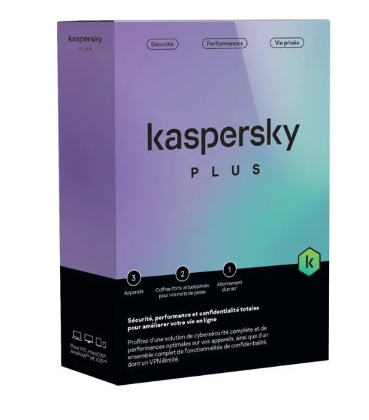 Kaspersky Plus Internet Security 2026 – 3 Appareils – 1 An