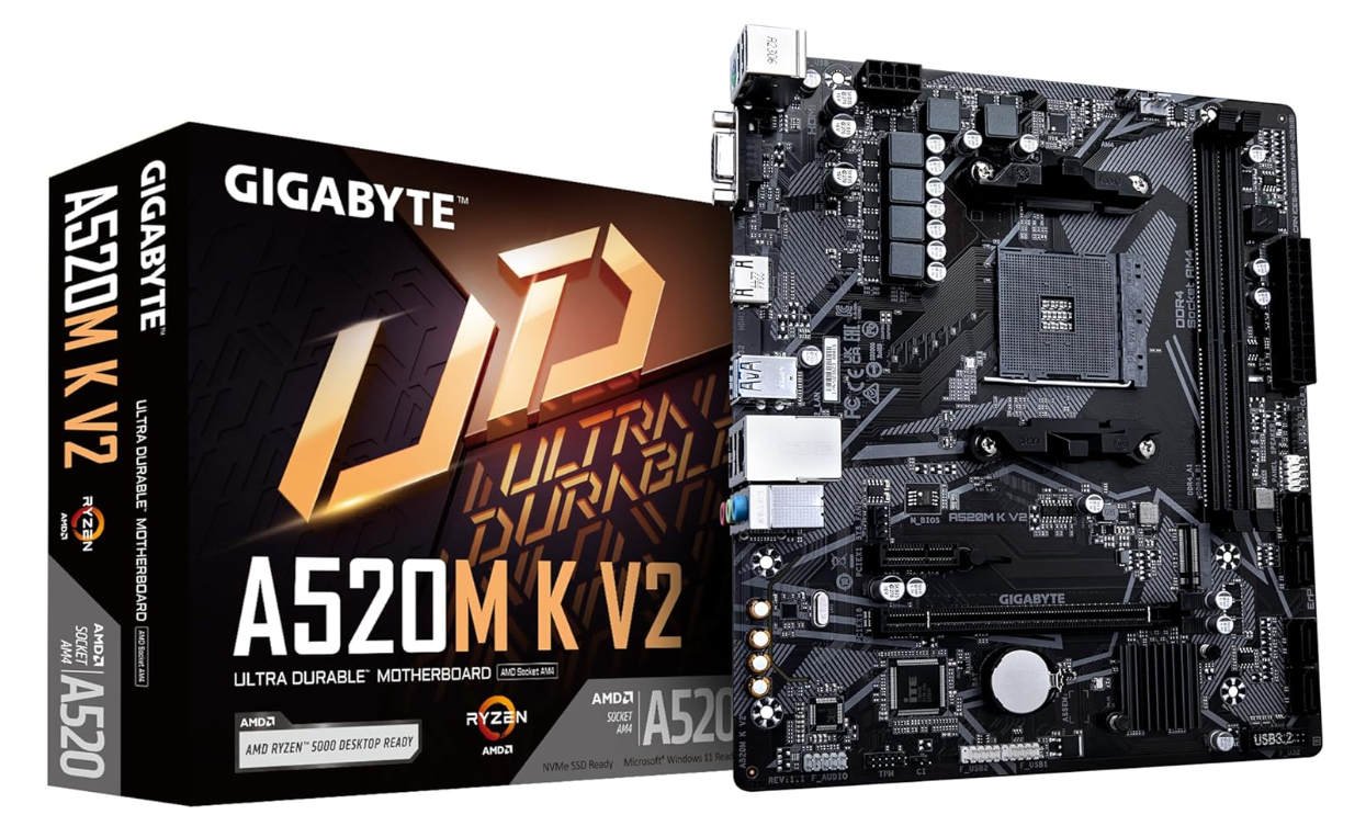 Carte Mère Micro‑ATX AMD AM4 DDR4 M.2 PCIe Gen3 GIGABYTE A520M K V2