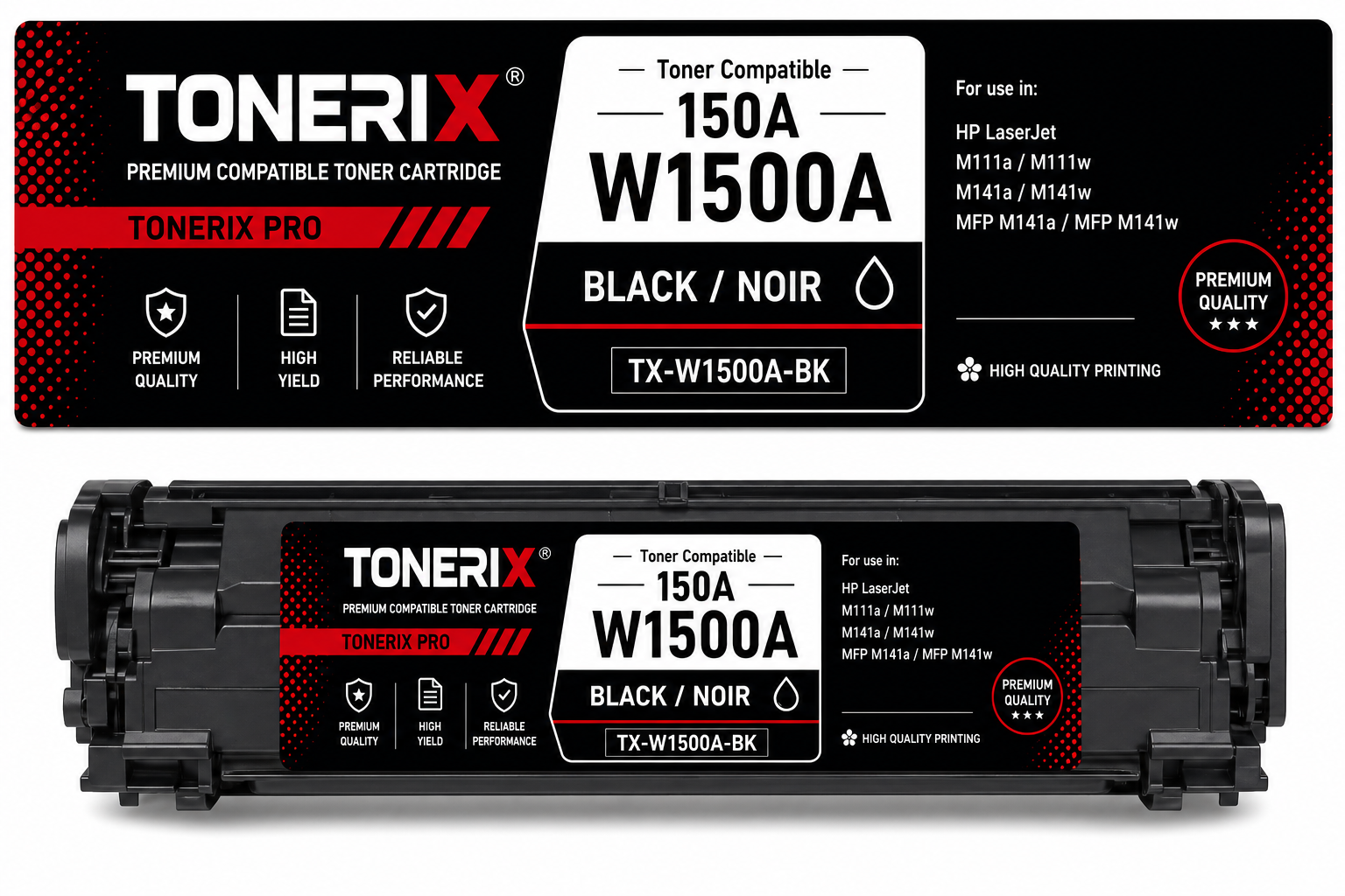 Cartouche Toner Noir Compatible Tonerix HP 150A pour HP LaserJet