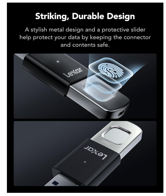 Clé USB Sécurisée Biométrique Lexar JumpDrive Fingerprint F35 Pro 256 Go