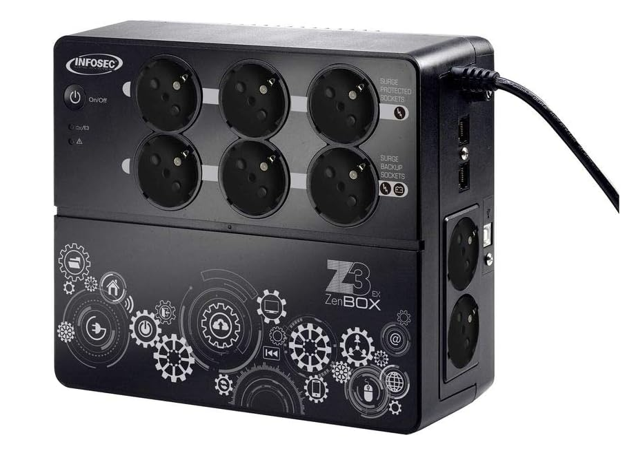 Onduleur Compact 1000 VA 4 Prises Secourues + 4 Protégées Infosec Z3 ZenBox EX