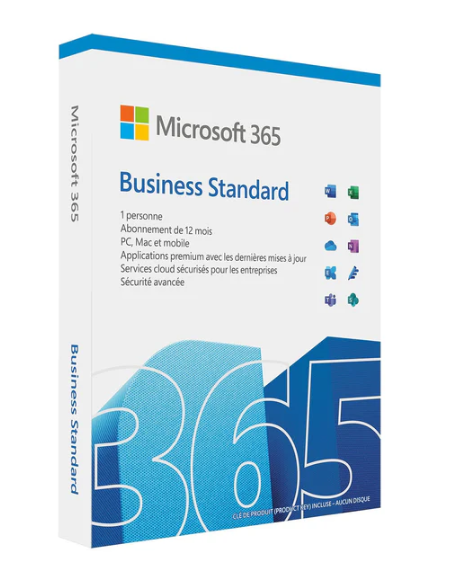 Microsoft 365 Business Standard – Abonnement 12 Mois (1 Utilisateur)Installation : Jusqu'à 5 PC ou Mac