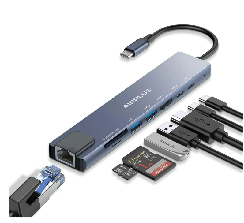 Adaptateur USB-C HUB Multiport 8-en-1 4K60Hz Airplus CX08 photo 2