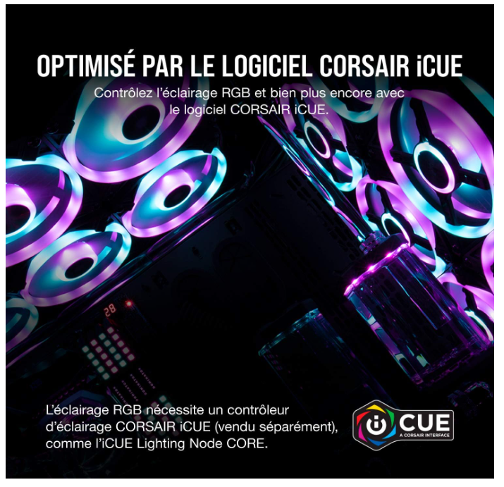 Kit de 2 Ventilateurs Boîtier RGB 140 mm avec Contrôleur Corsair QL140 RGB photo 6