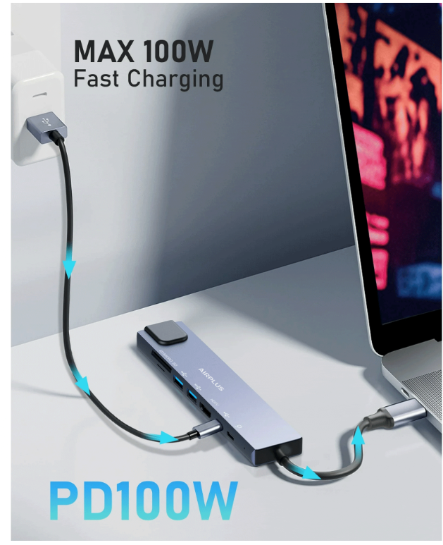Adaptateur USB-C HUB Multiport 8-en-1 4K60Hz Airplus CX08 photo 5