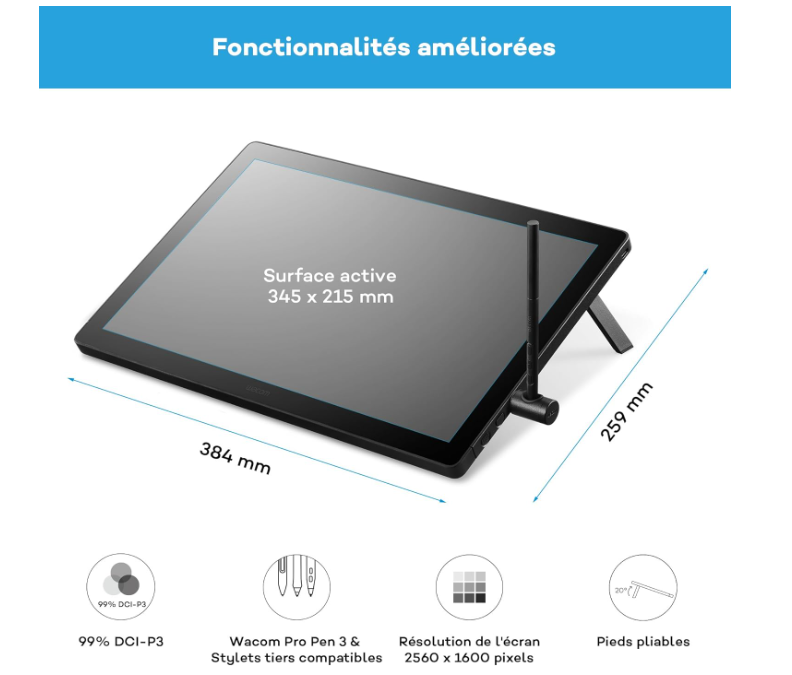 Écran Interactif Graphique Wacom Cintiq 16 2.5K avec Pro Pen 3 photo 4