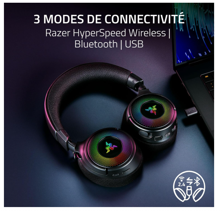 Casque Gaming Sans Fil Bluetooth RGB Razer Kraken V4 photo 4