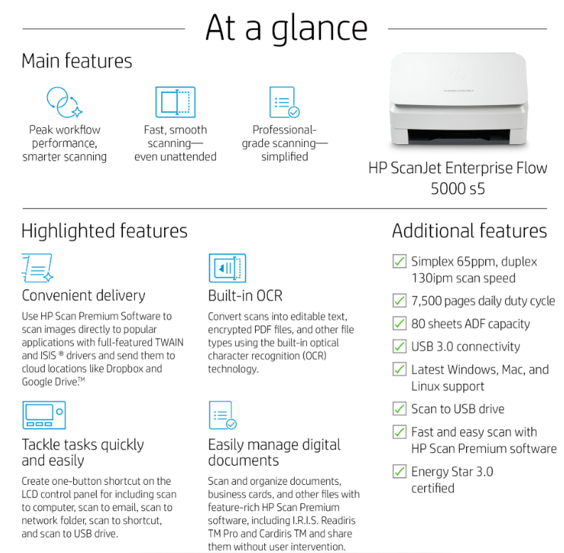 Scanner HP ScanJet Enterprise Flow 5000 s5 photo 8