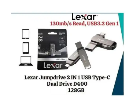 Clé USB 128 Go USB 3.2 Type-C Double Connecteur Lexar JumpDrive D400 photo 3