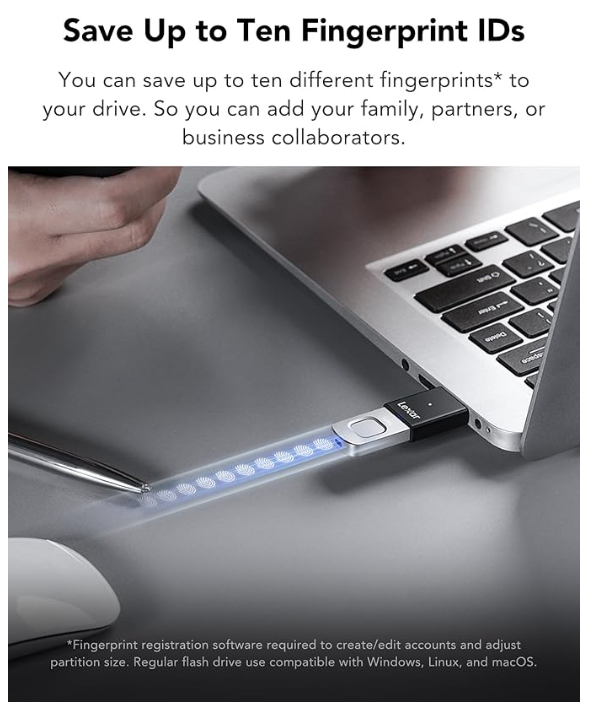 Clé USB Sécurisée Biométrique Lexar JumpDrive Fingerprint F35 Pro 128 Go photo 4