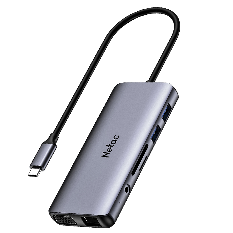 Netac WF15 11-in-1 Type-C Multi Media Docking Station – USB-C – HDMI 4K – VGA – Gigabit RJ45 – PD 100W photo 2