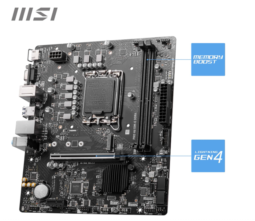Carte Mère Micro‑ATX Intel LGA 1700 DDR4 PCIe 4.0 MSI PRO H610M‑E DDR4 photo 3