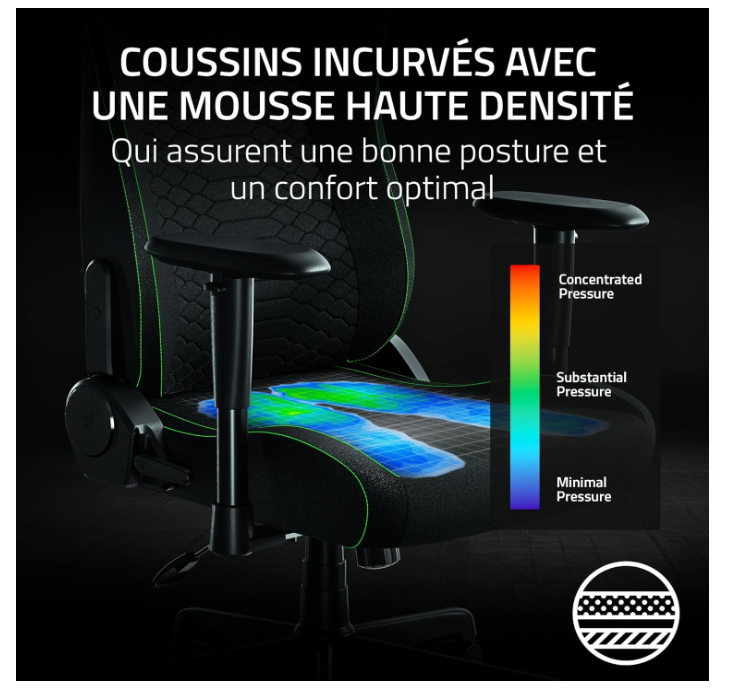 Chaise Gaming Ergonomique Inclinable Tissu Noir Razer Iskur V2 X photo 6