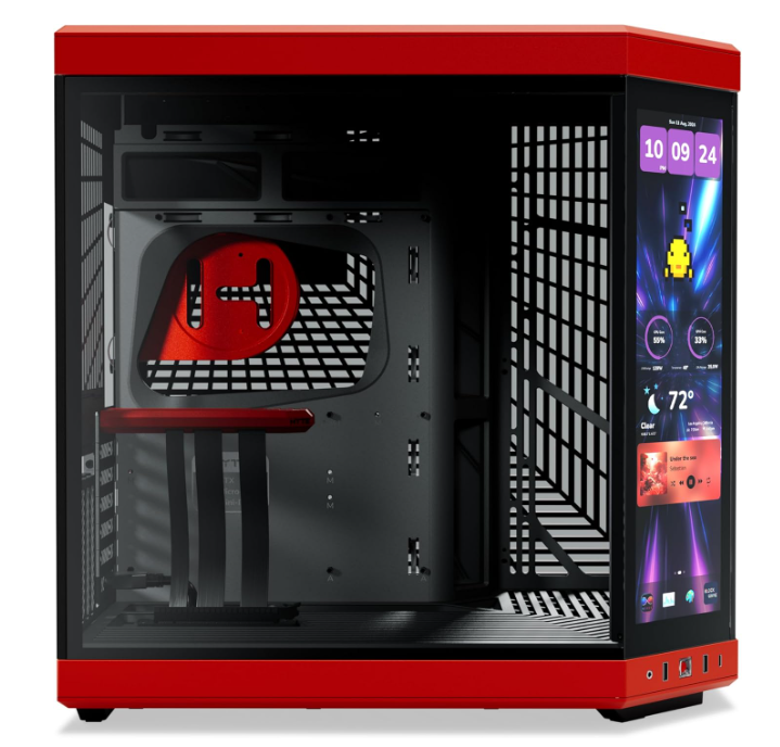 Boîtier PC Gaming Double Chambre avec Écran LCD Tactile 2.5K HYTE Y70 Touch Infinite – Black Cherry photo 3