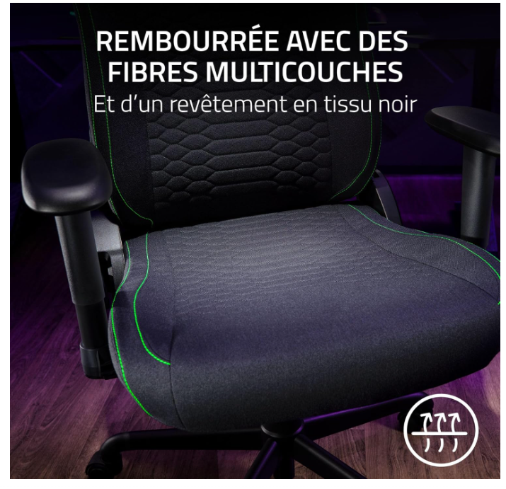 Chaise Gaming Ergonomique Inclinable Tissu Noir Razer Iskur V2 X photo 9
