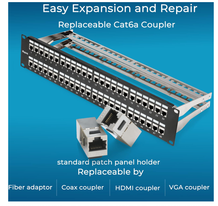 Panneau de Brassage 48 Ports Cat6A 10G 1U 3M Inline Keystone photo 4