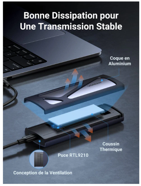 Boîtier UGREEN M.2 SSD NVMe USB-C 3.2 Gen 2 – 10 Gbps photo 5