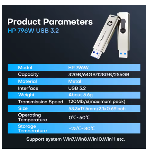 Clé USB 3.2 Haute Vitesse Métal HP 32 Go photo 7