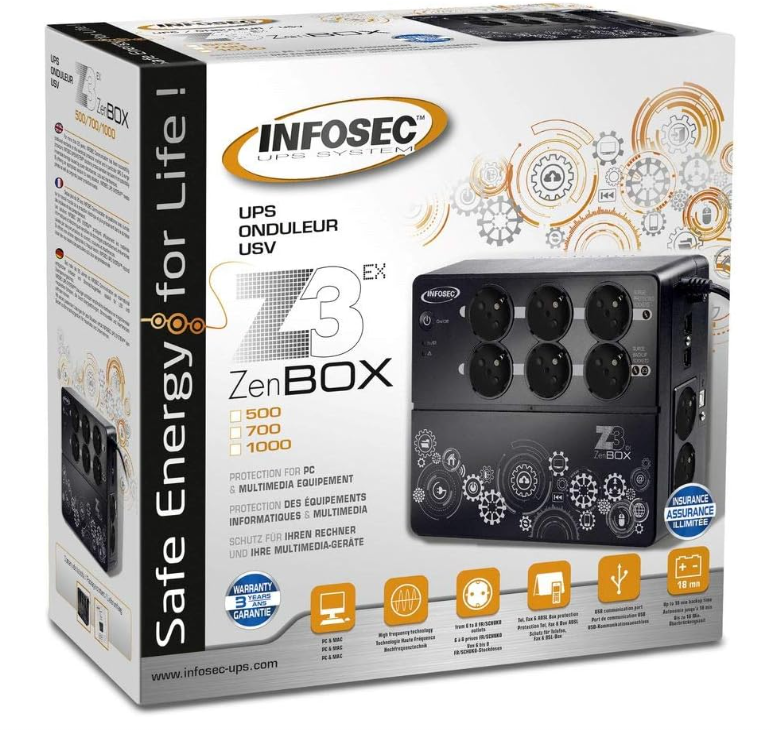 Onduleur Compact 1000 VA 4 Prises Secourues + 4 Protégées Infosec Z3 ZenBox EX photo 3
