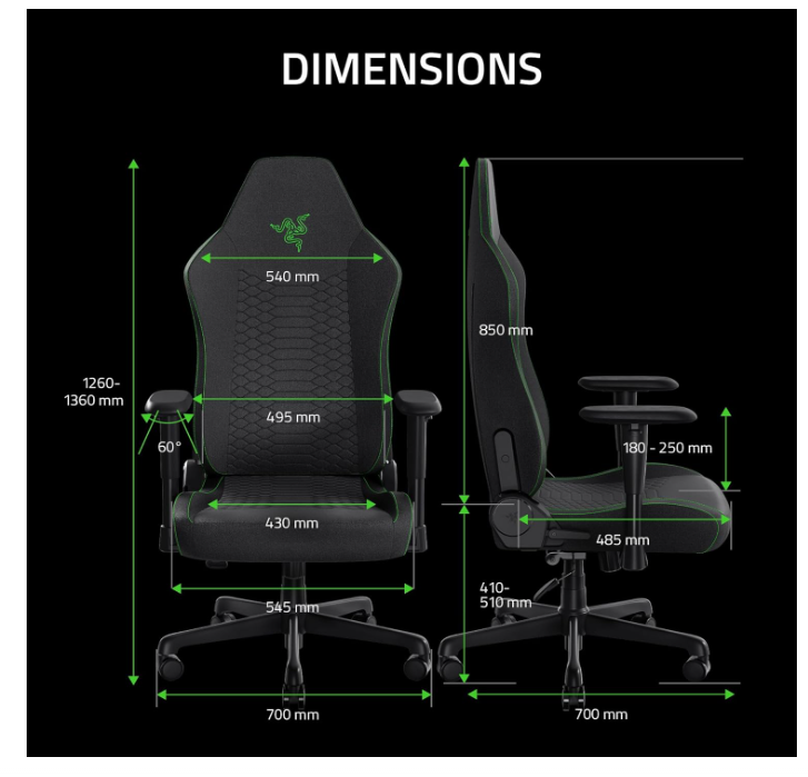Chaise Gaming Ergonomique Inclinable Tissu Noir Razer Iskur V2 X photo 2