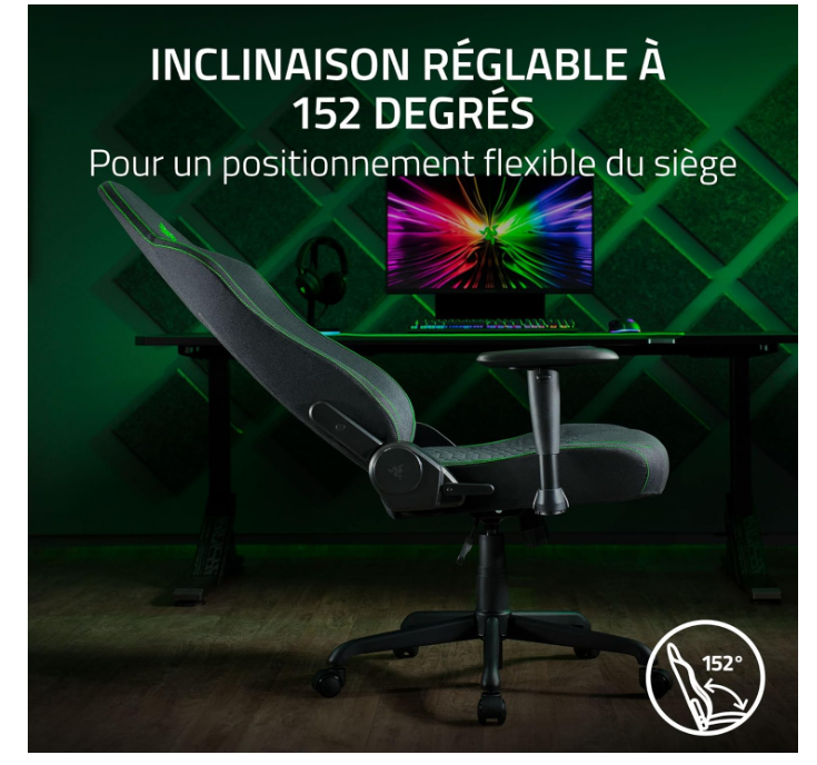 Chaise Gaming Ergonomique Inclinable Tissu Noir Razer Iskur V2 X photo 7