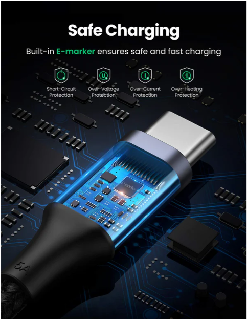 Câble UGREEN USB-C vers USB-C PD 100W Nylon Tressé (5A 20V) photo 5