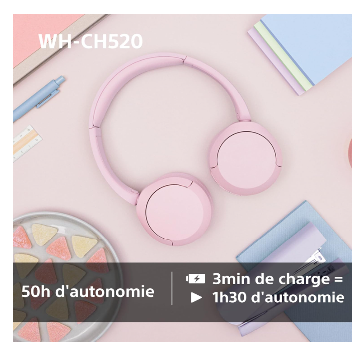 Casque Bluetooth Sony WH-CH520 Circum-Auriculaire – Autonomie 50 h – Micro Intégré photo 4