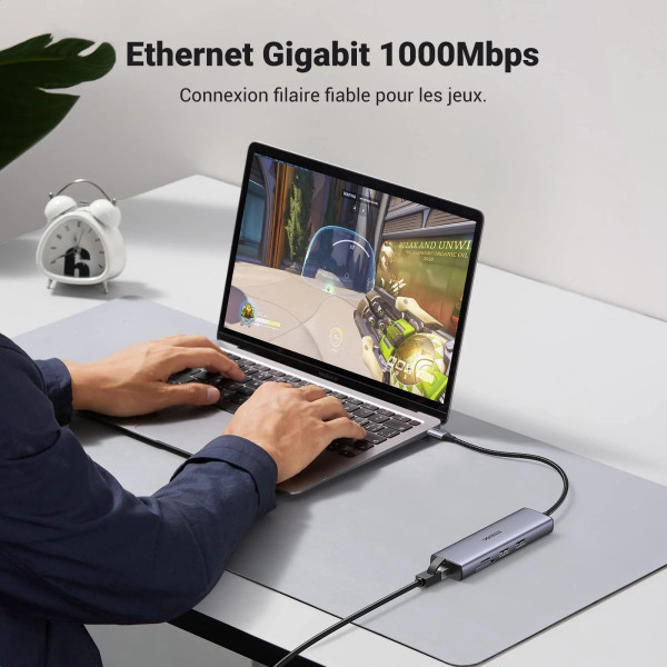 Hub USB-C UGREEN 7 en 1 – HDMI 4K / RJ45 / PD 100W photo 3