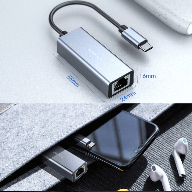 Adaptateur Ethernet USB-C vers Gigabit RJ45 Airplus C3101 photo 4