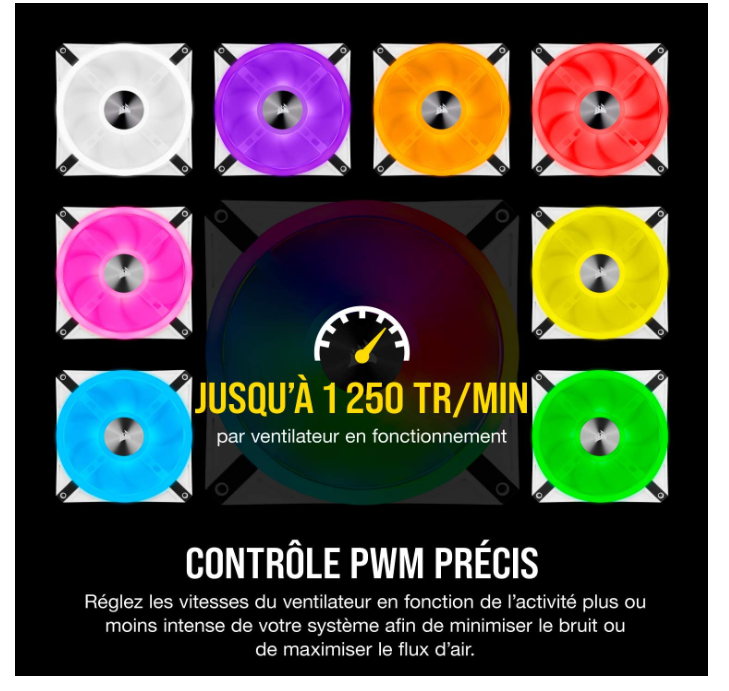 Kit de 2 Ventilateurs Boîtier RGB 140 mm avec Contrôleur Corsair QL140 RGB photo 7