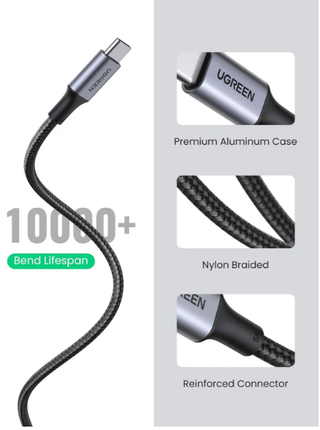 Câble UGREEN USB-C vers USB-C PD 100W Nylon Tressé (5A 20V) photo 6