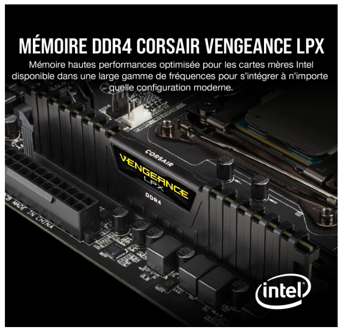 Barrette Mémoire RAM Corsair Vengeance LPX 16 Go (2 × 8 Go) DDR4 3200 MHz C16 photo 2