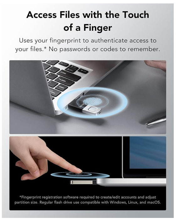 Clé USB Sécurisée Biométrique Lexar JumpDrive Fingerprint F35 Pro 128 Go photo 3