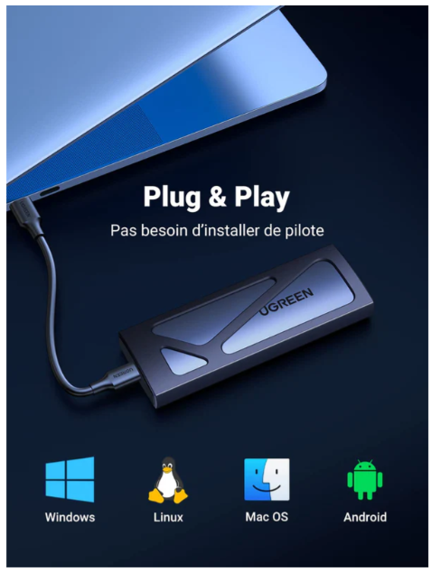 Boîtier UGREEN M.2 SSD NVMe USB-C 3.2 Gen 2 – 10 Gbps photo 4