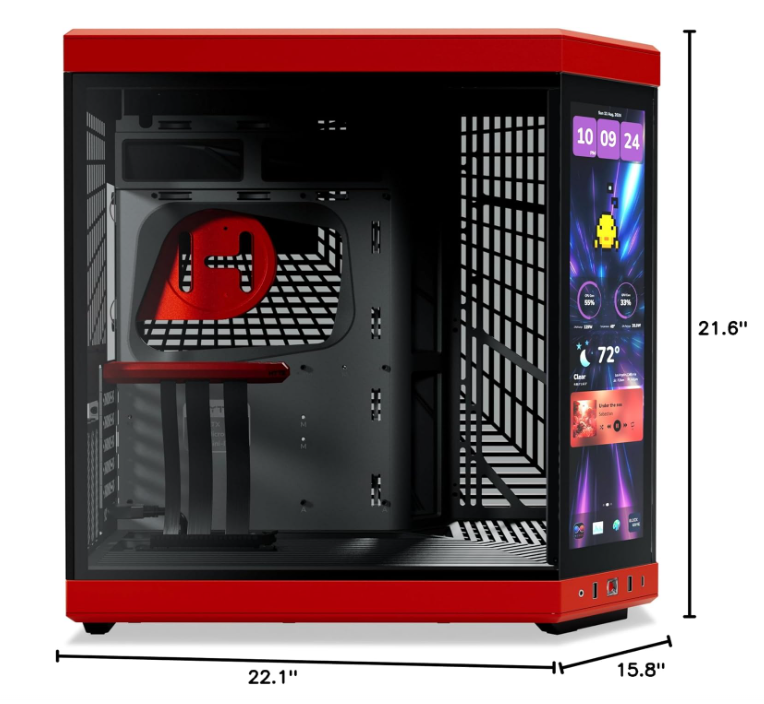 Boîtier PC Gaming Double Chambre avec Écran LCD Tactile 2.5K HYTE Y70 Touch Infinite – Black Cherry photo 7