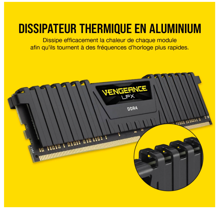 Barrette Mémoire RAM Corsair Vengeance LPX 16 Go (2 × 8 Go) DDR4 3200 MHz C16 photo 4