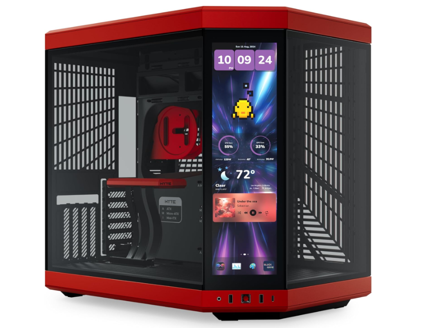 Boîtier PC Gaming Double Chambre avec Écran LCD Tactile 2.5K HYTE Y70 Touch Infinite – Black Cherry