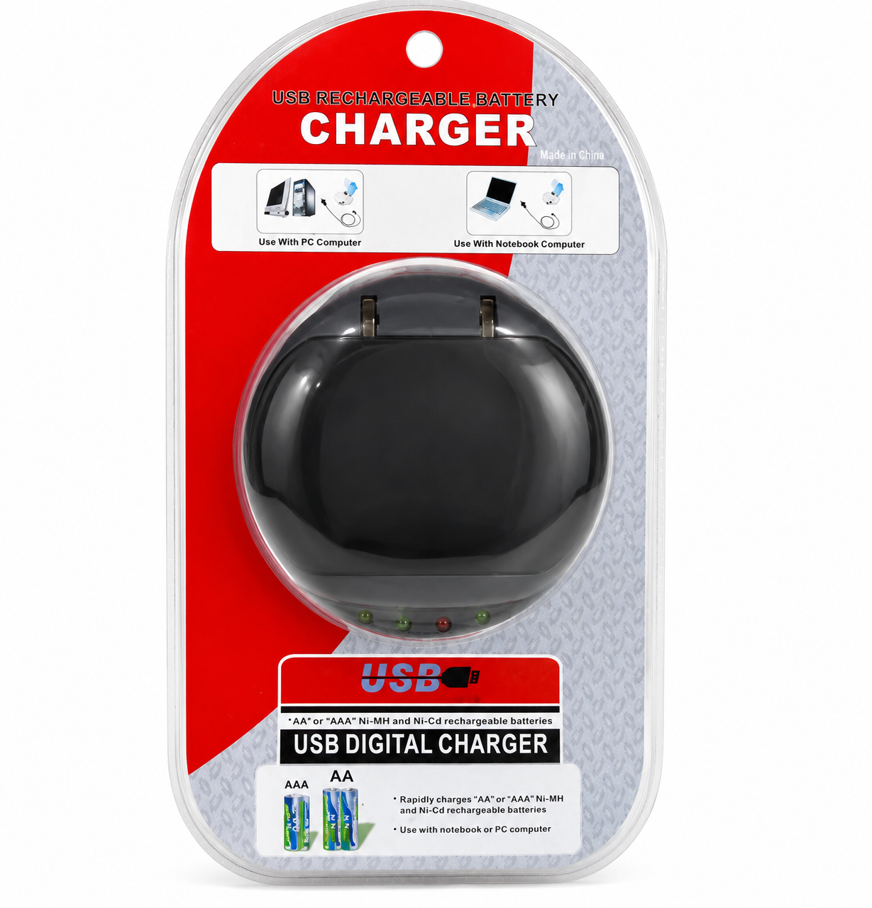 Chargeur de piles USB Digital 4x AA / AAA