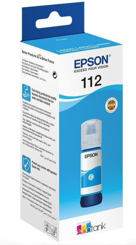 Epson 112 Cyan – Bouteille d’encre Epson EcoTank d’origine