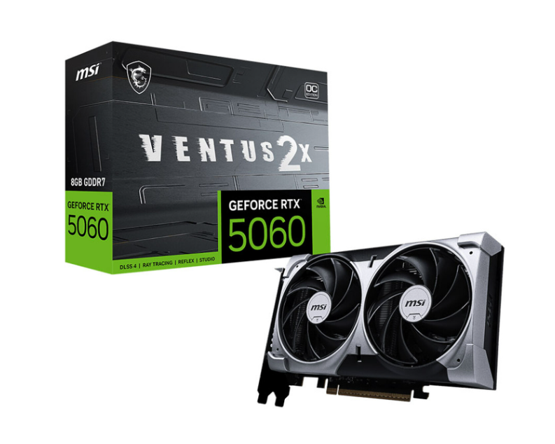 Carte Graphique Gaming & Création 8 Go GDDR7 MSI GeForce RTX 5060 8G VENTUS 2X OC