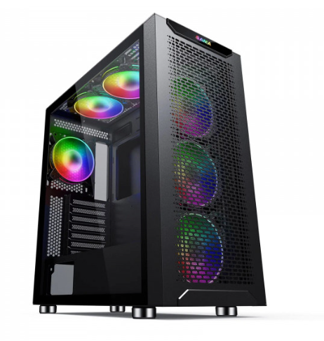 Boîtier Gaming Moyen Tour ARGB avec verre trempé Hybrok RS6 Noir